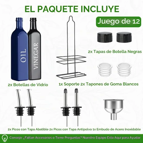 Vista 2 de Vakoo - Dispensador de aceite y vinagre, 17 onzas, azul y negro azul+negro
