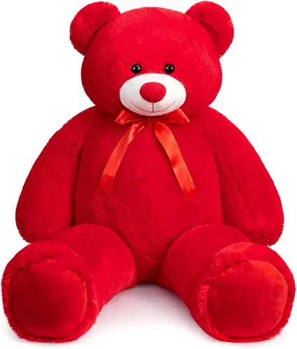 Vista 17 de Enorme Oso de Peluche Animal de Peluche Oso de Peluche Gigante con Lazo de Cinta Roja Juguete de Peluche de Día Regalo para Novia y Niños 36 Beige