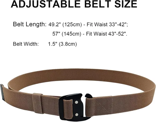Vista 5 de WYuZe Cinturón elástico táctico para hombre, hebilla de metal de nailon elástico militar de 1.5 pulgadas