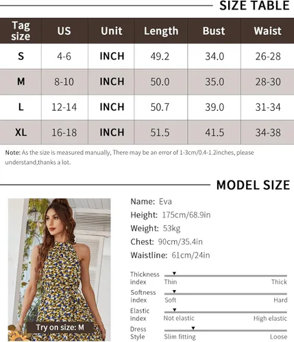 Vista 2 de BebreezChic Women Dresses 2022 Boho Floral Flowy Ruffled Dresses