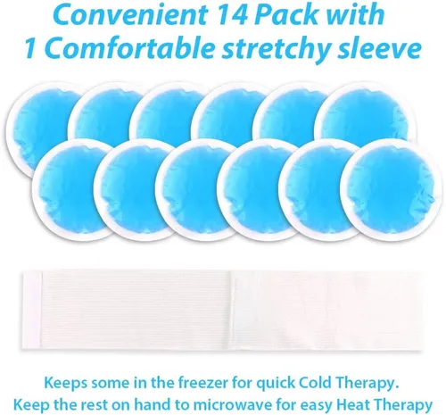 Vista 2 de NEWGO Paquetes pequeños de hielo para lesiones, paquete de 14 piezas de hielo redondo para la cara, paquete de gel frío y caliente circular