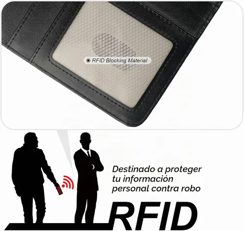Vista 5 de Bocasal Funda tipo cartera desmontable para iPhone 13 Pro Max con bloqueo RFID, ranuras para tarjetas, soporte de cuero PU premium, soporte Negro