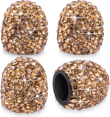 Vista 11 de 4 tapas de válvula de vástago de neumático de diamantes de cristal brillante, a prueba de polvo, tapas universales para válvulas de neumáticos