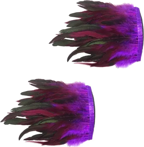 Vista 7 de L'VOW Correa de hombro gótica de plumas reales naturales para Halloween, carnaval, paquete de 2
