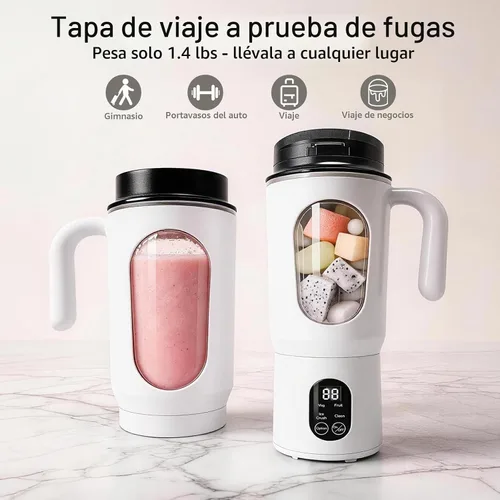 Vista 3 de Licuadora portátil para batidos, 580ML USB-C recargable Juicer Cup (blanco)
