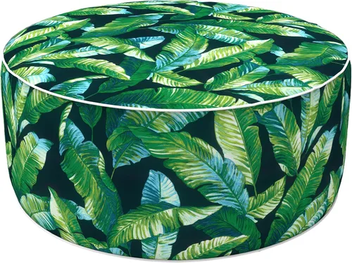 Vista 34 de LVTXIII Otomana inflable para interiores y exteriores, reposapiés redondo, 21 pulgadas de diámetro x 9 pulgadas de alto, todo clima, portátil, Hojas