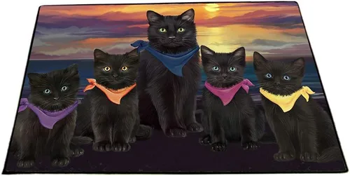 Vista 17 de Doggie of the Day Black Cats Floor Mat - 4th of July Independence Day - Best Dog Doormat - Protector Decor - Unique Portrait Art - Premium Quality