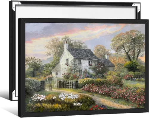 Vista 11 de Haitunone Póster de estanque de pato real con animales de granja, arte de pared, pintura de pato vintage, pintura al óleo, cazador de pájaros