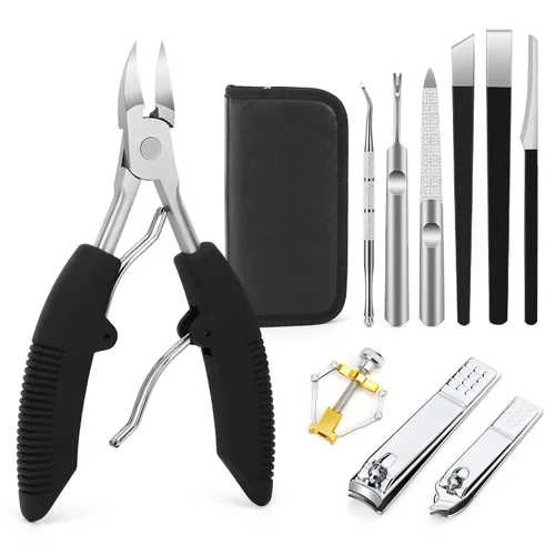Vista 8 de Segbeauty Juego de cuchillos de pedicura de 9 piezas, juego de limas de pie de acero de manganeso con bolsa de almacenamiento, herramienta de hoja