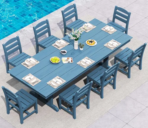 Vista 28 de SERWALL Outdoor 84" HDPE Rectangular Dining Table for 6-8,All-Weather,Aruba