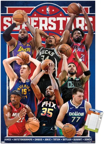 Vista 12 de Trends International NBA League Superstars 23 - Póster de pared, 22.4 pulgadas de largo x 14.7 pulgadas, versión enmarcada de madera de granero