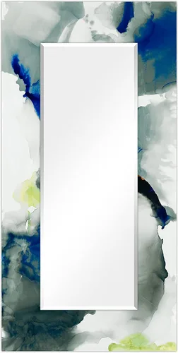 Vista 24 de Empire Art Direct Espejo de pared rectangular biselado en blanco y negro con vidrio templado impreso abstracto, tocador, espejo de baño, listo