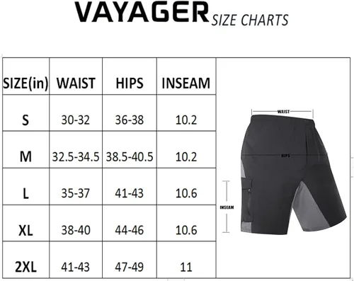 Vista 6 de VAYAGER - Pantalones cortos de ciclismo con acolchado 3D para bicicleta de montaña, ajuste holgado, ligeros