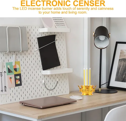 Vista 7 de NUOBESTY Led Buddha Censer - Soporte eléctrico para incienso para decoración del hogar