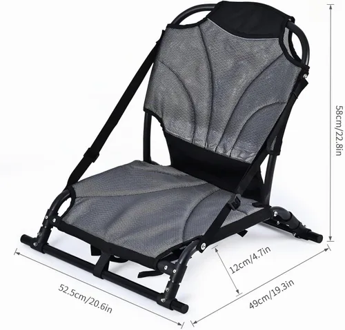 Vista 2 de Asientos de kayak con respaldo, asiento de kayak plegable de aleación de aluminio, material de malla textil transpirable, asiento ajustable