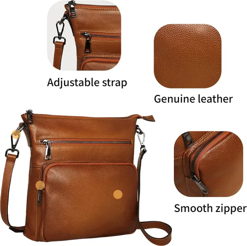 Vista 6 de HESHE Bolsos cruzados para mujer, bolsos de cuero, bolso de hombro de diseñador con bolsillos, bolsa de viaje