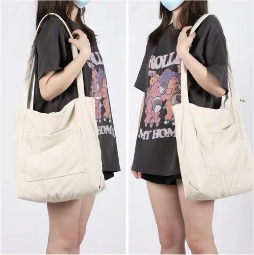 Vista 2 de WantGor Bolso de mano de pana para mujeres, bolsos de hombro estilo hobo grandes, bolsos casuales de gran capacidad para compras y trabajo