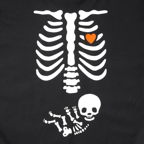Vista 6 de Sudadera de esqueleto de rayos X para mujer, sudadera de maternidad de Halloween, cuello redondo, sin botones, para anuncio de embarazo