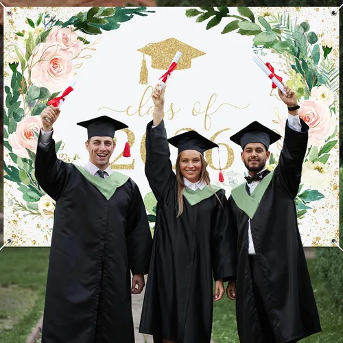 Vista 5 de Avezano Fondo floral de graduación guirnalda de flores decoraciones de fiesta de graduación 2026 Congrats Grad Class of 2026 Sesión de fotos fondo