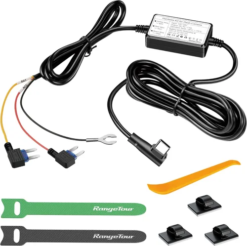 Vista 10 de Kit de cableado para cámara de salpicadero, 13.1 ft/13.12 pies, 12 V-24 V a 5 V 2.5 A, cargador de cámara de tablero de automóvil, cable