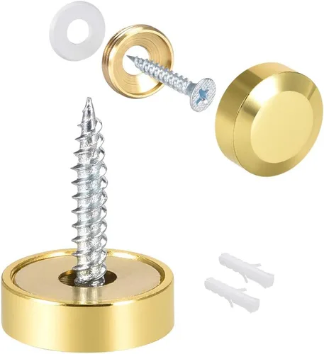 Vista 8 de uxcell Tornillos de espejo decorativos tapa tapa clavos oro pulido 0.630 in 8pcs