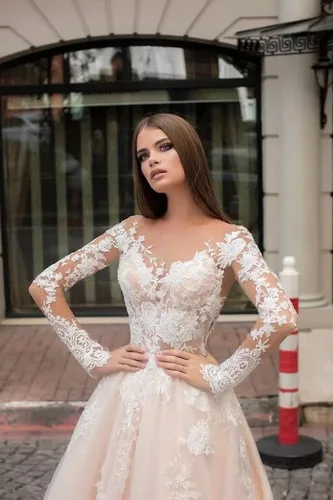 Vista 4 de Vestidos de novia para novia de encaje vestidos largos de novia con cuello en V vestido de novia sin espalda vestidos de novia con cola