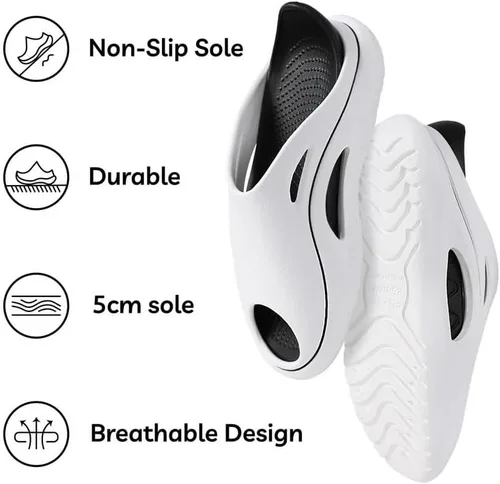 Vista 6 de Menore Recovery Slides for Women Men with Arch Support Sport Sandals Cushion Cloud Slippers Reduces Stress on Feet Non-Slip Shower Shoes Indoor &