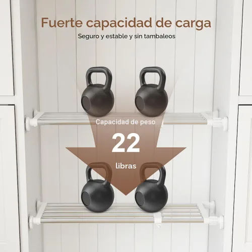 Vista 2 de Hershii - Estantería y barra extensible para armarios, estante de almacenamiento de metal expansible,organizador ajustable, separador para armarios