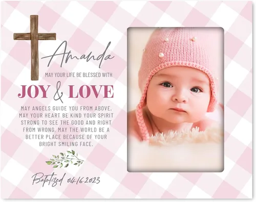 Vista 12 de LifeSong Milestones Marco de fotos de bautismo, regalos de bautismo personalizados para niñas, niños, padrinos, regalos de baby shower, recuerdos
