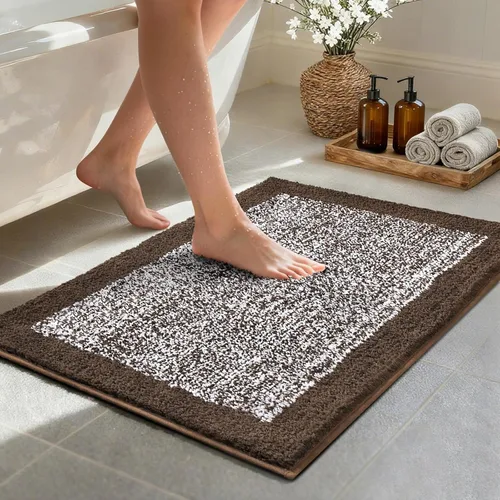 Vista 23 de Alfombras de baño de 17 x 24 pulgadas, antideslizantes, lavables, color gris, para bañera, tapete de baño para baño, tapete suave y absorbente