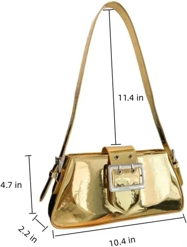 Vista 2 de Monederos metálicos para mujer, bolso de noche, bolso plateado, Y2K, brillante hobo cruzado, bolso de hombro, bolso de mano