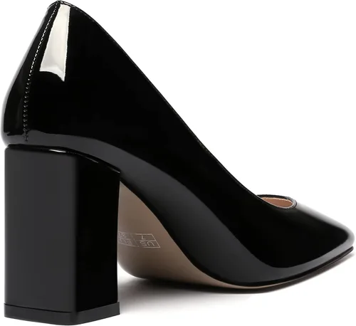 Vista 5 de MODENCOCO Zapatos de tacón alto de bloque sólido con puntera cuadrada gruesa para mujer, 3 pulgadas
