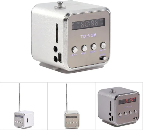 Vista 6 de FOSA Radio FM portátil y altavoz Bluetooth 5.0 2 en 1, altavoz digital música reproductor MP3/4/TF USB disco radio para exterior/interior, batería