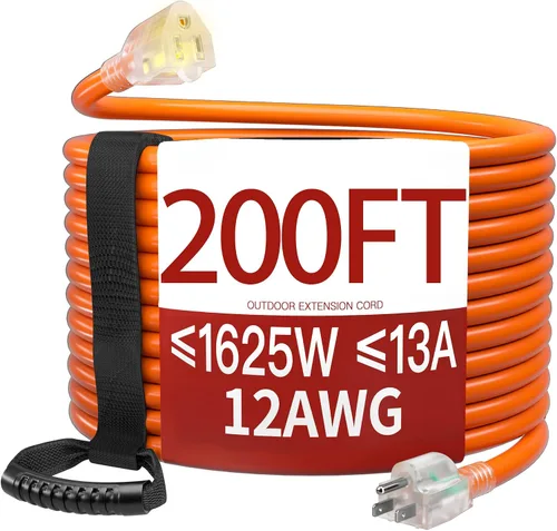 Vista 53 de Cable de extensión corto de 16/3 de 1 pie, cable de extensión negro flexible y duradero, cable de alimentación de 3 clavijas para interiores