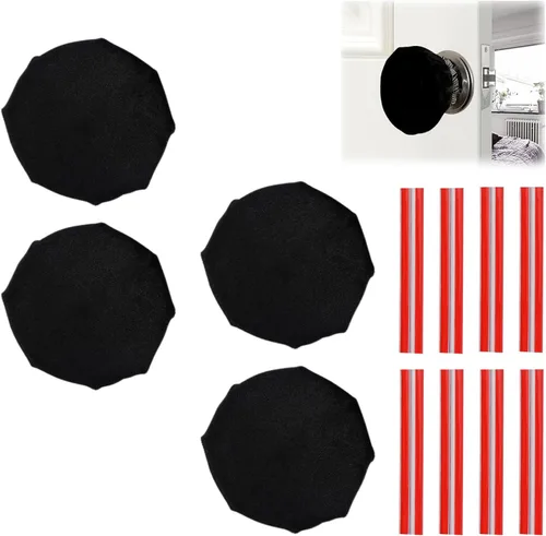 Vista 7 de Fundas para Manijas de Puerta, 2 Piezas Fundas Decorativas Redondas Negras para Perillas de Puerta, Guante Suave para Manija de Puerta