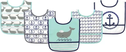 Vista 3 de Hudson Baby Babero impermeable con bolsillo para atrapar migas, Zorro
