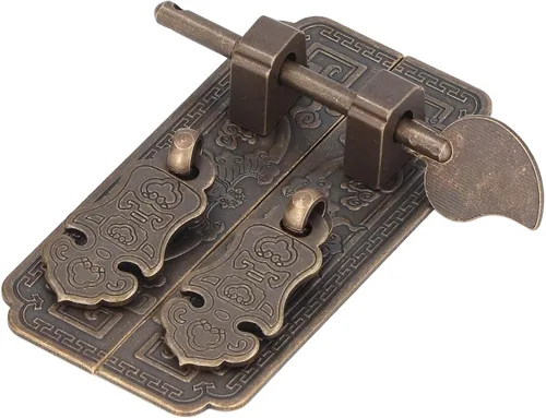 Vista 6 de Placa de latón antiguo para puerta con diseño de murciélago auspicioso placa frontal de estilo chino para decoración de muebles de gabinete