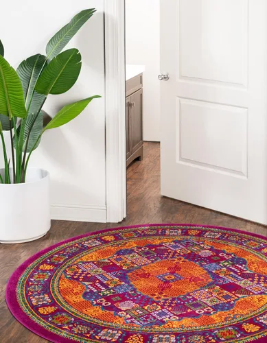 Vista 16 de Unique Loom Colección Calypso - Alfombra Trinidad (rectangular, 2 x 3 pies, fucsia/verde)
