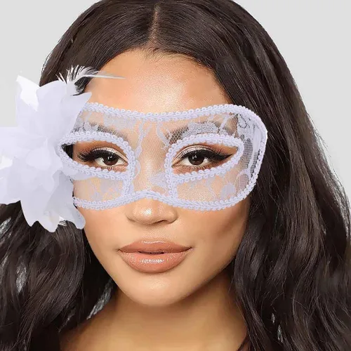 Vista 4 de Tgirls Máscara de mascarada para mujer, máscaras de encaje de flores, máscara sexy para ojos, disfraz de fiesta, baile de graduación, máscara facial