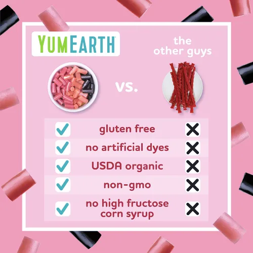 Vista 5 de YumEarth Paquetes de bocadillos orgánicos de regaliz de granada sin gluten, aptos para alérgicos, sin gluten, sin OMG, veganos, sin tintes