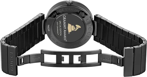 Vista 5 de Gucci Interlocking Collection Swiss Quartz Black Reloj para mujer (Modelo YA133314), Acero inoxidable amarillonegro, Movimiento de cuarzo