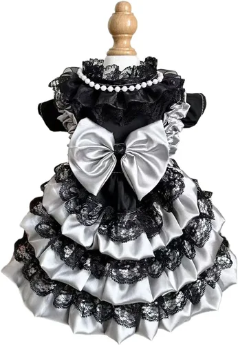 Vista 53 de Moda Vestido de Princesa de Encaje para Perro Cachorro Dulce para Perro EXTRAL Pequeño y Pequeño A-Negro XX-Pequeño