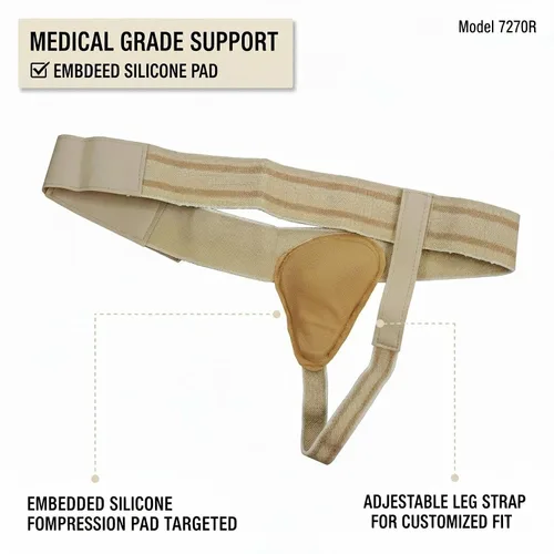 Vista 2 de ORTONYX Cinturón de soporte de armadura de hernia inguinal de ingle - Izquierda Beige