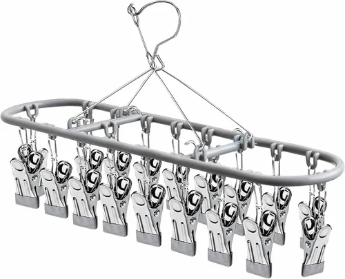 Vista 7 de PHYDELU Estante de secado para ropa con 24 clips, colgador de calcetines para secar, colgar ropa para secadora, ropa interior, perchas para ropa