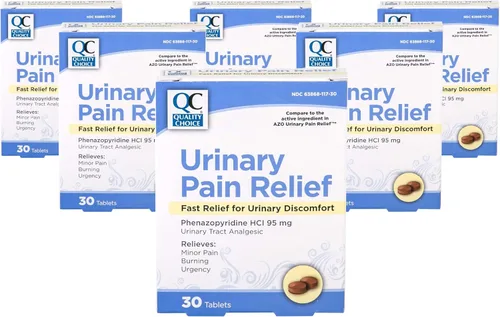 Vista 6 de Quality Choice Alivio del dolor urinario de acción rápida, clorhidrato de fenazopiridina 95 mg, alivia el dolor de las infecciones urinarias, ardor