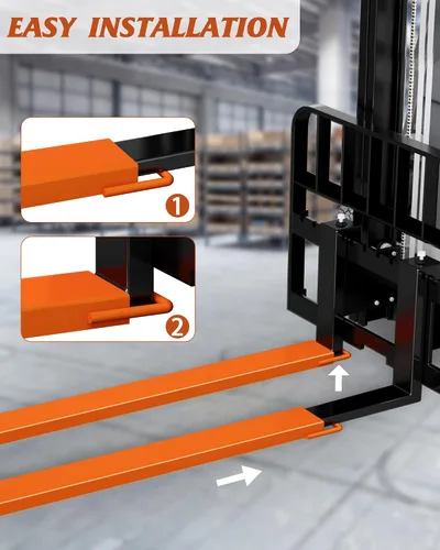 Vista 4 de Extensiones de horquilla de 84 pulgadas de longitud para carretillas elevadoras, extensiones de carretilla elevadora de acero resistente, 1 par