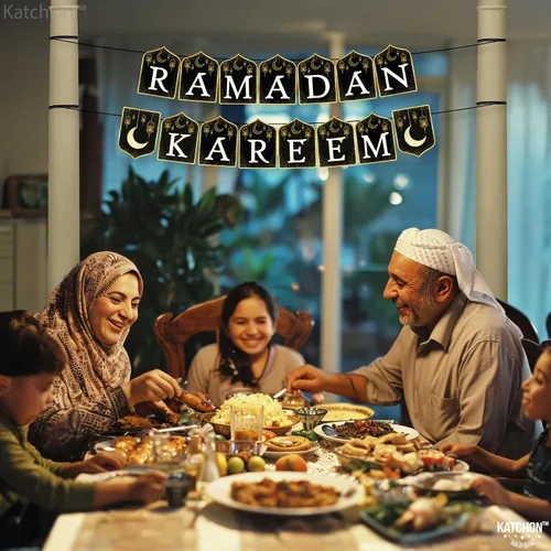 Vista 5 de KatchOn, Ramadan Kareem Banner - 10 pies, negro y dorado, cartulina, rectangular
