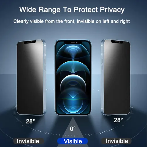 Vista 2 de Paquete de 2 protectores de pantalla de privacidad mate compatibles con iPhone 12 Pro Max de 6.7 pulgadas, antirreflejos, antiespía, resistente a