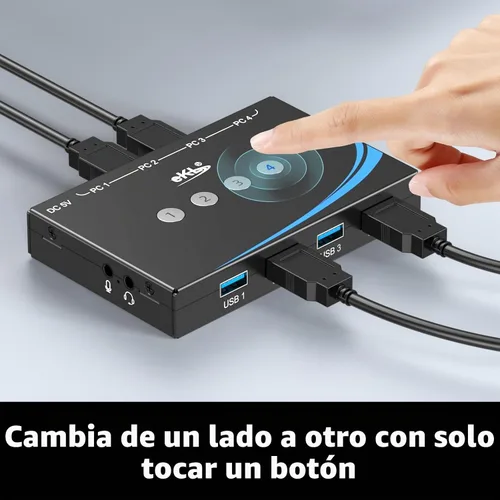 Vista 3 de eKL interruptor USB 3.0 para compartir entre 4 computadoras, 4 puertos USB 3.0, interruptor para PC, laptop, ratón, teclado, escáner, impresora