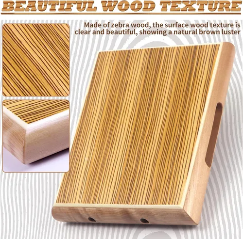 Vista 3 de Cajon, 12 x 9.4 x 1.7 pulgadas, caja de percusión de madera de cebra caja de ritmos con cuerdas ajustables internas Cajones, llave, bolsa